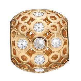 Christina Collect 925 sølv magisk gullbelagt ring av små sirkler med hvit topas, modell 630-G76